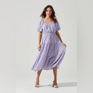 ASTR the Label Lavender Tiered Midi Dress